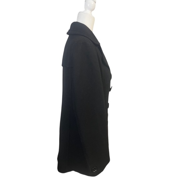 New York & Company Wool Blend Black Button Front Pea Coat - Size 4 - Picture 4 of 14